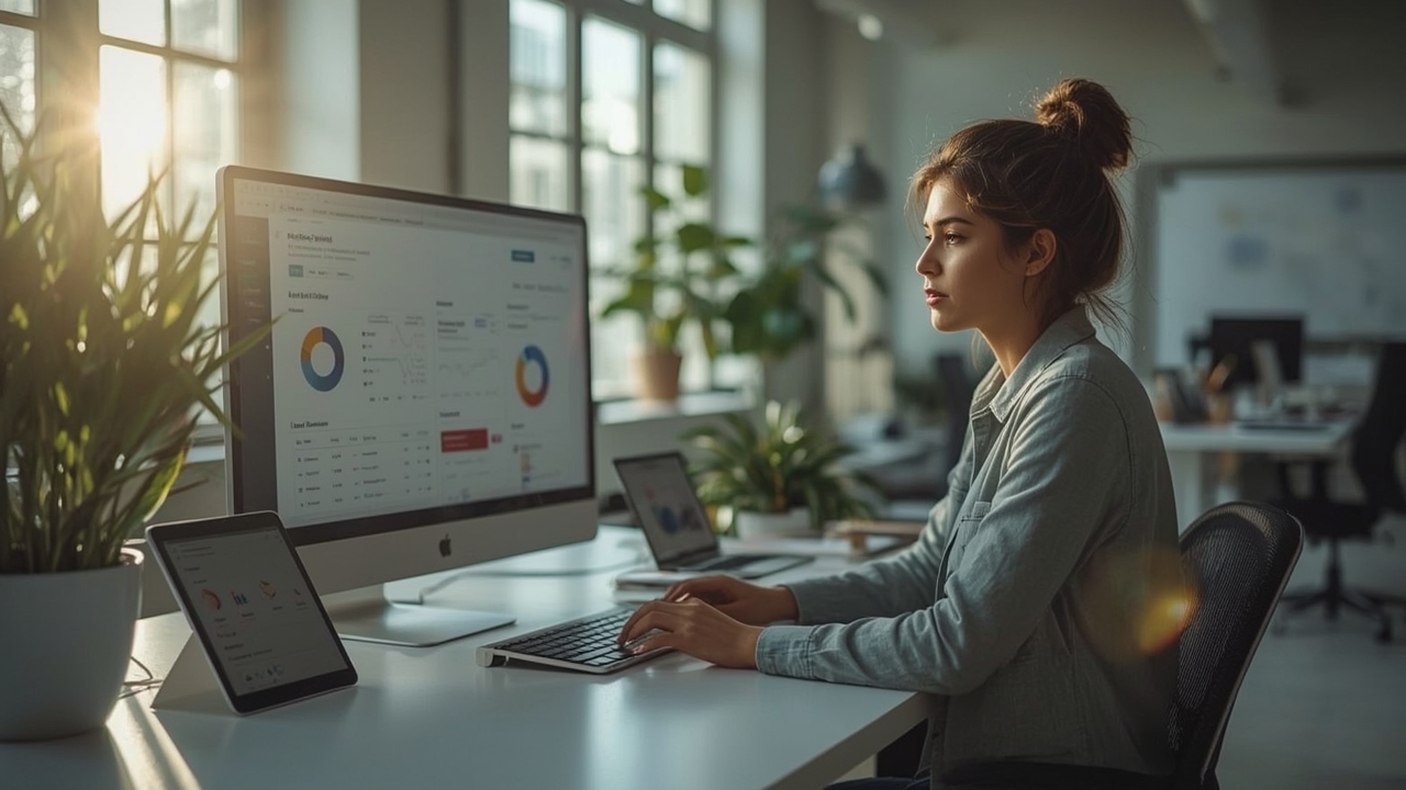 Жена работи с данни